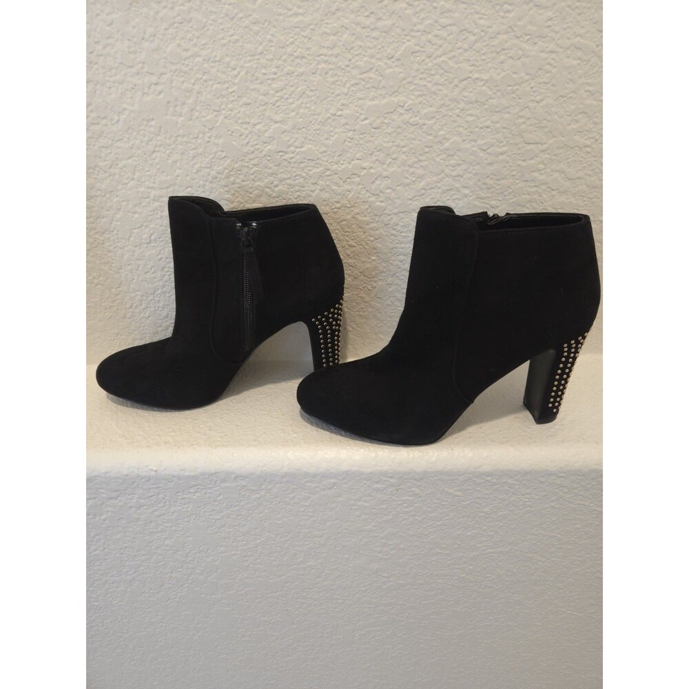 Nine West Ankles Boots Size 9 1/2 4" Studded Heel Side Zip Faux Suede Womens